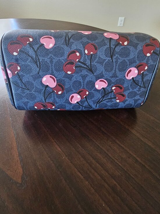 Coach - Rowan Satchel Bag In Signature Denim Canvas With Cherry Print - Picture 3 of 4